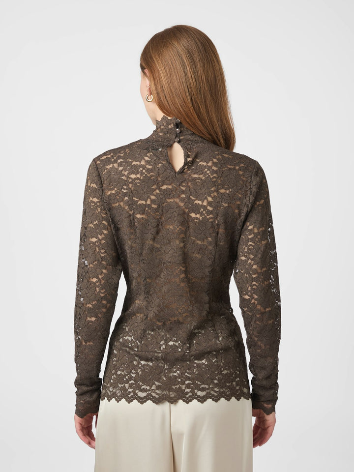 Liza Laceflower Blouse  Chocolate Brown