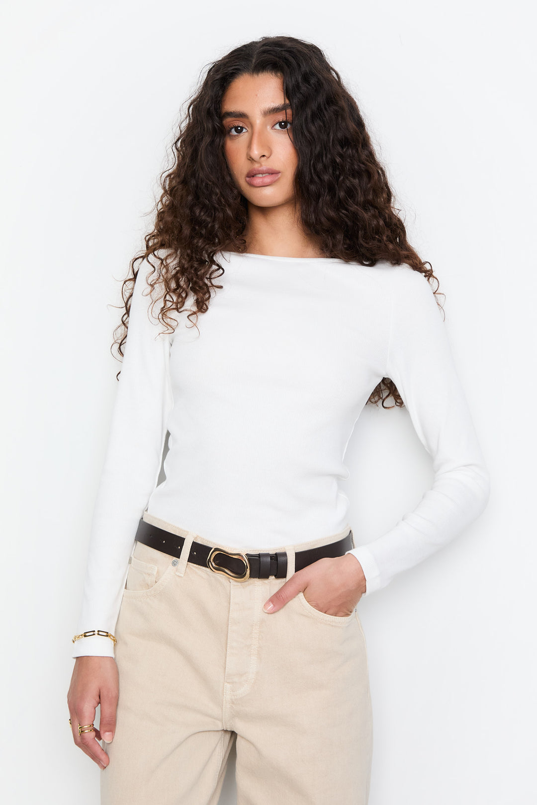Petronella Rib Boatneck  Off-White