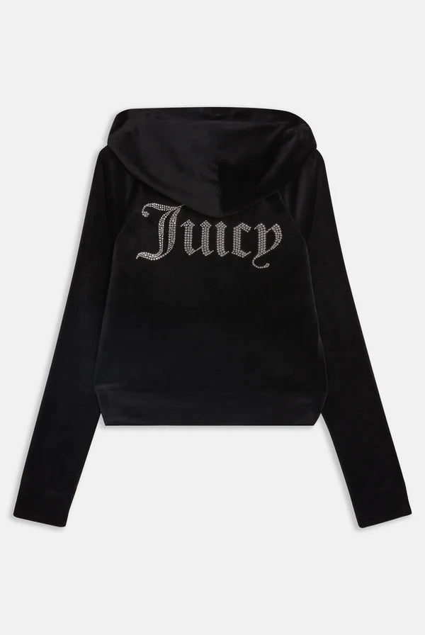 Juicy Arch Zip Thru Diamante Hoodie  Jet Black