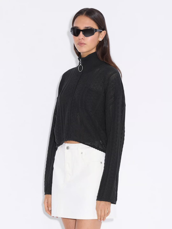 Tine Crochet Cardigan  Black