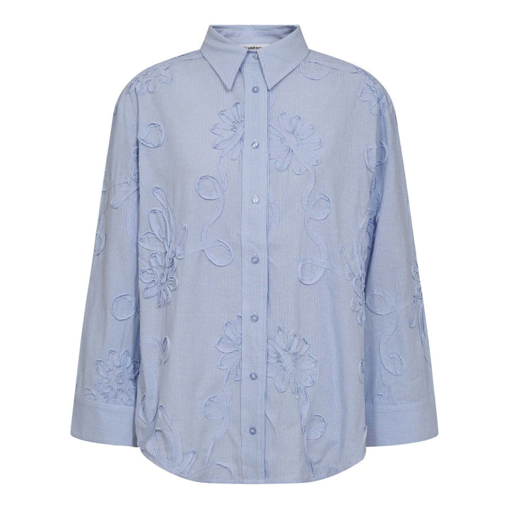 XavierCC Stripe Flower Shirt  Pale Blue