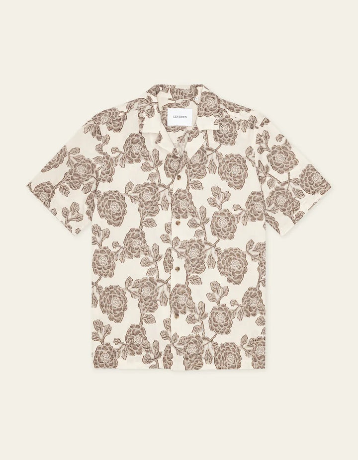 Lesley Flower Jacquard SS Shirt  Ivory