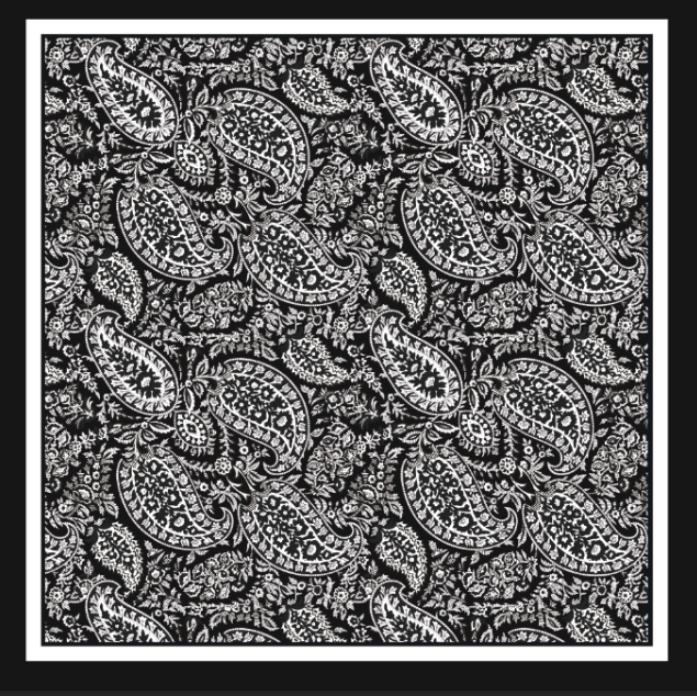 Silkeskjerf med paisley 70*70  Sort