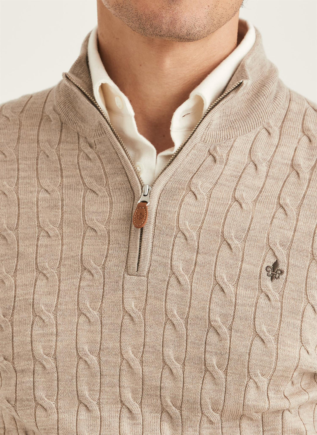 Merino Cable John Zip  Khaki