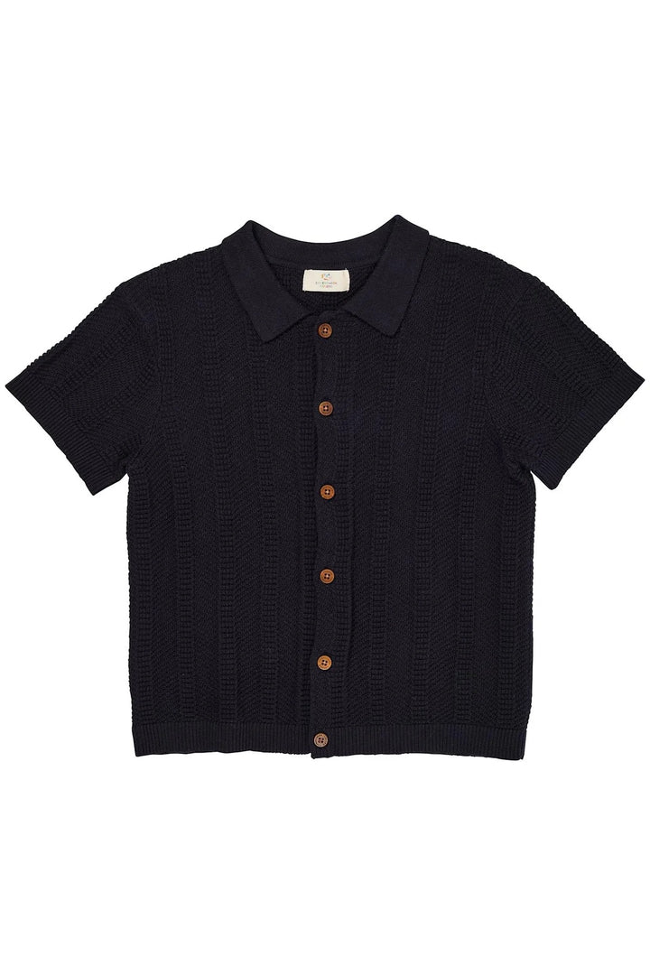 KNITTED PATTERN SHIRT  Navy