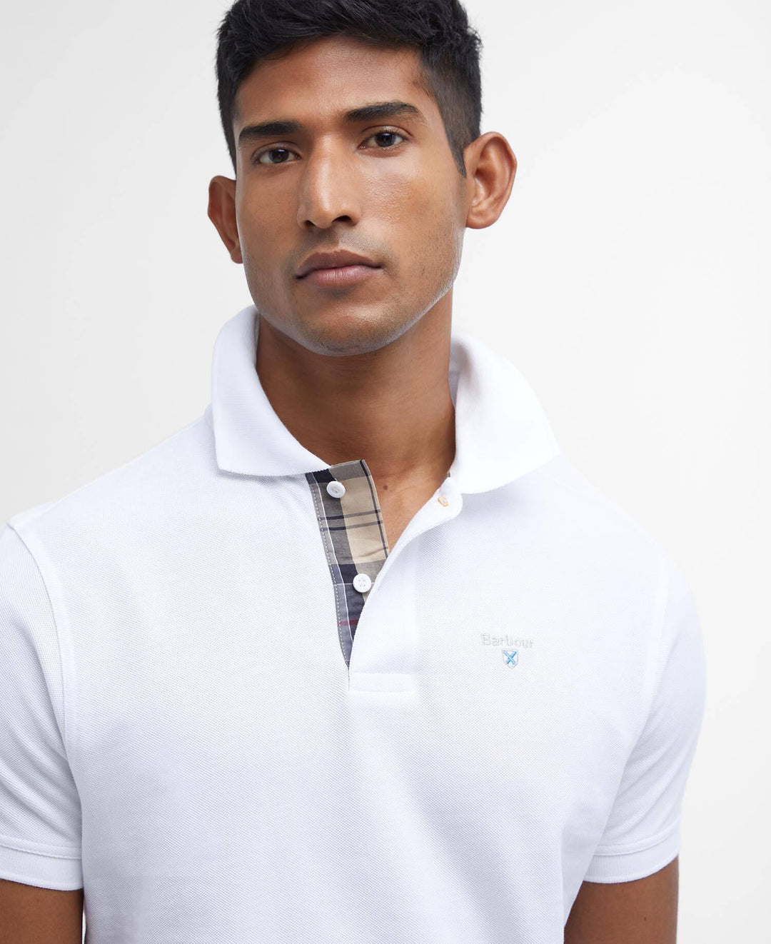 Tartan pique polo shirt  White
