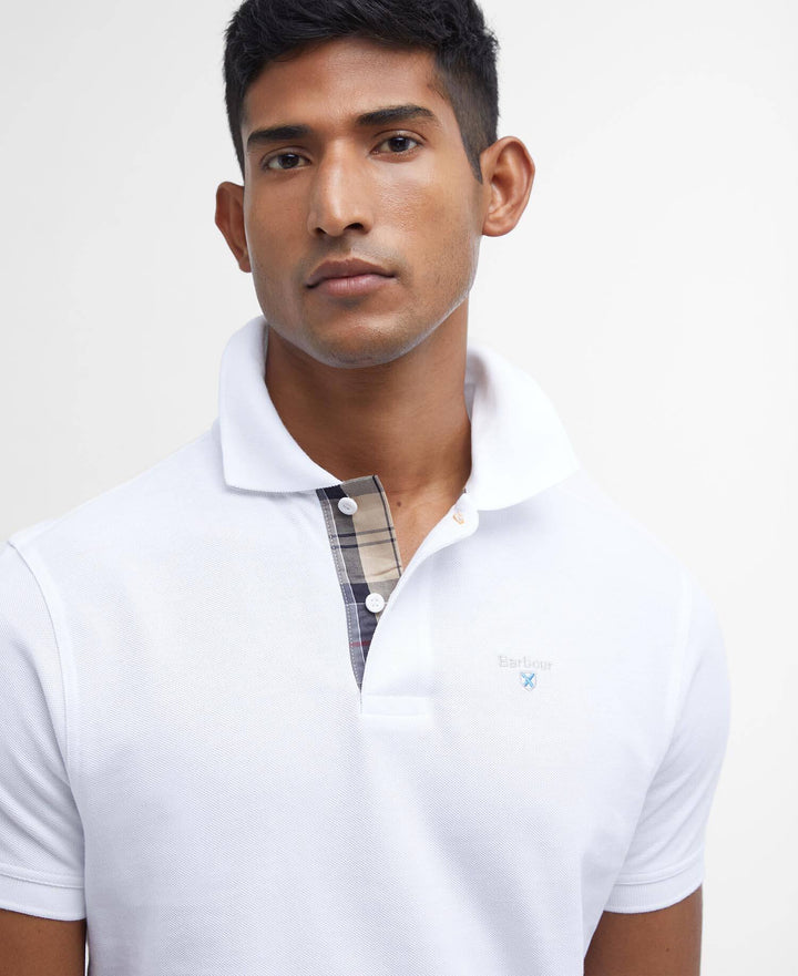 Tartan pique polo shirt  White