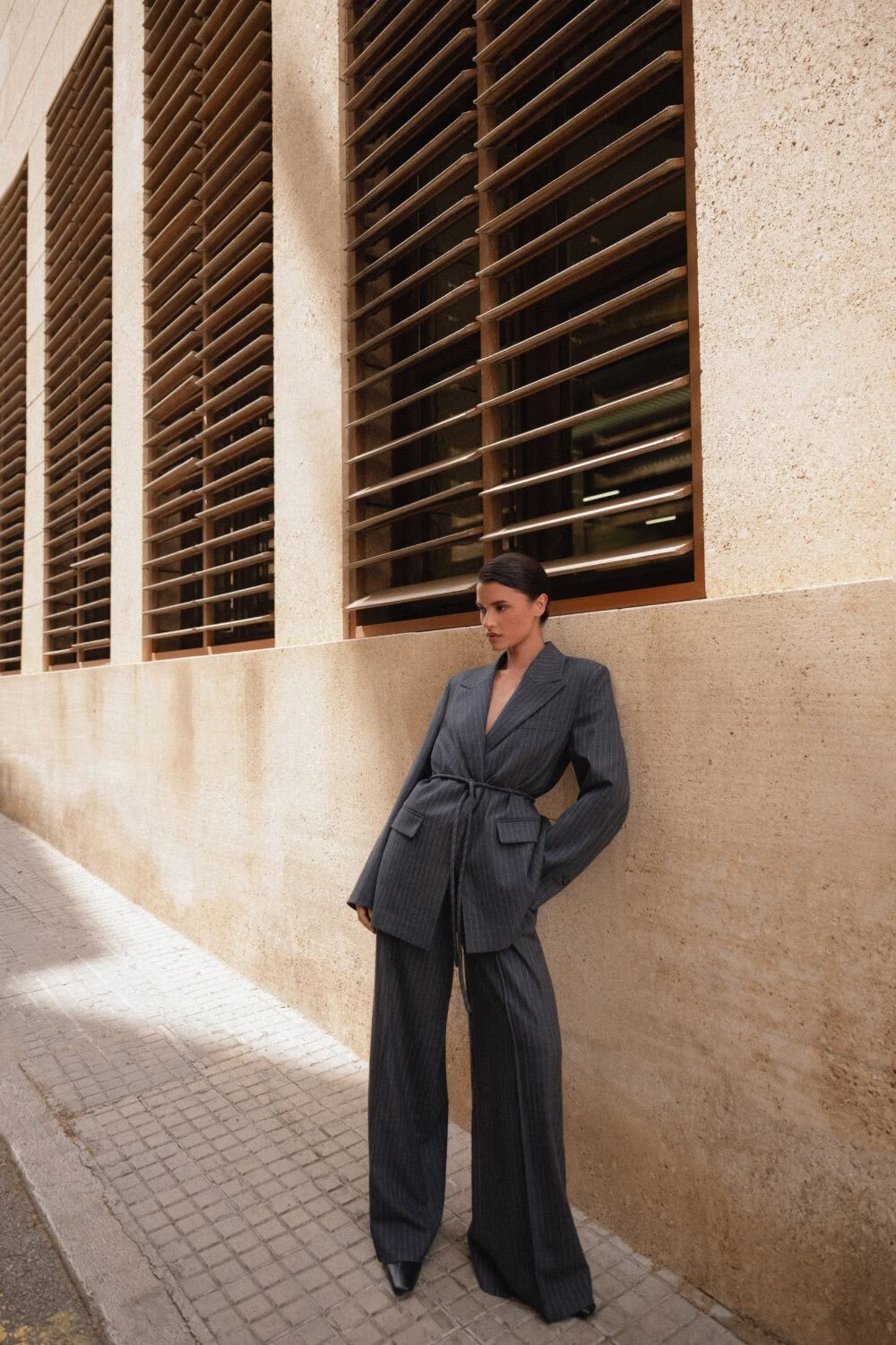 Linn Trousers  Grey Pinstripe