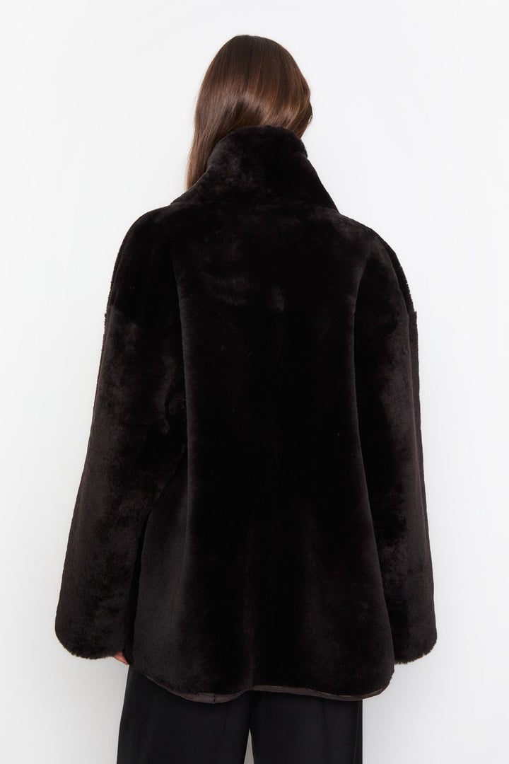 Melli Shearling Jacket  Dark Brown Suede