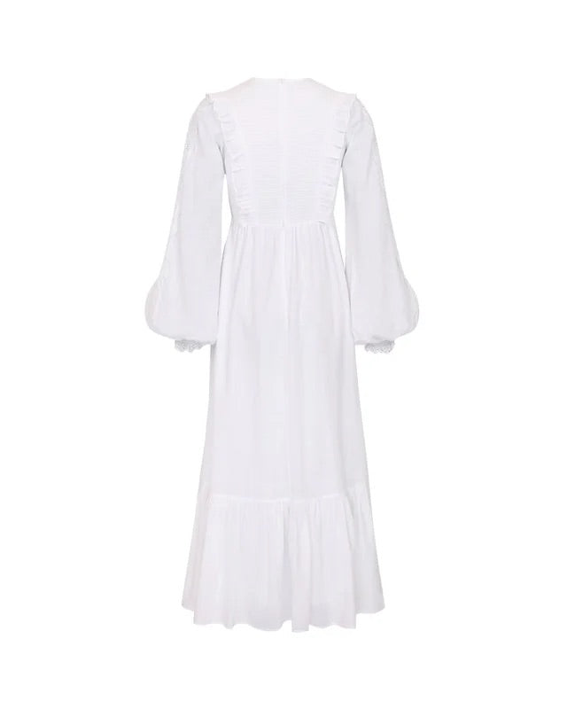 Cotton slub maxi dress  White