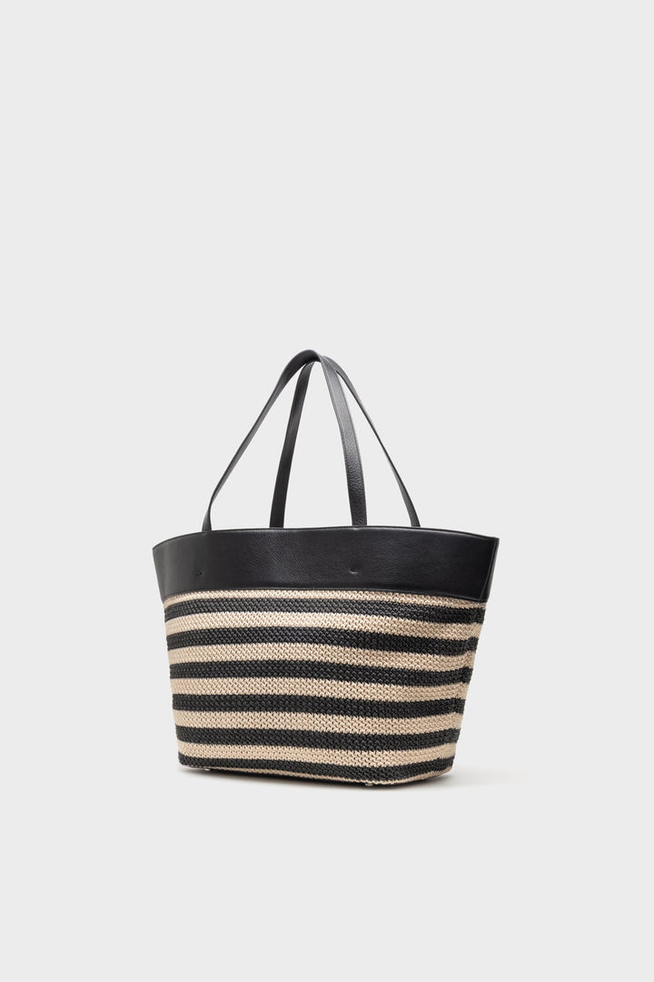 Aline Beach Bag  Black Beige Stripe