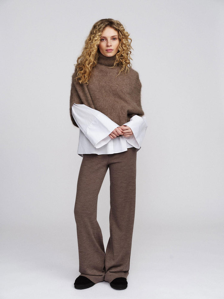 Maiken Brushed Poncho  Light Brown
