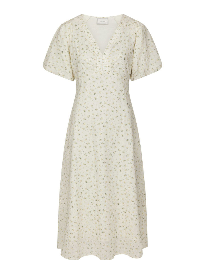 Illana Small Rose Flower Dress  Light Yellow
