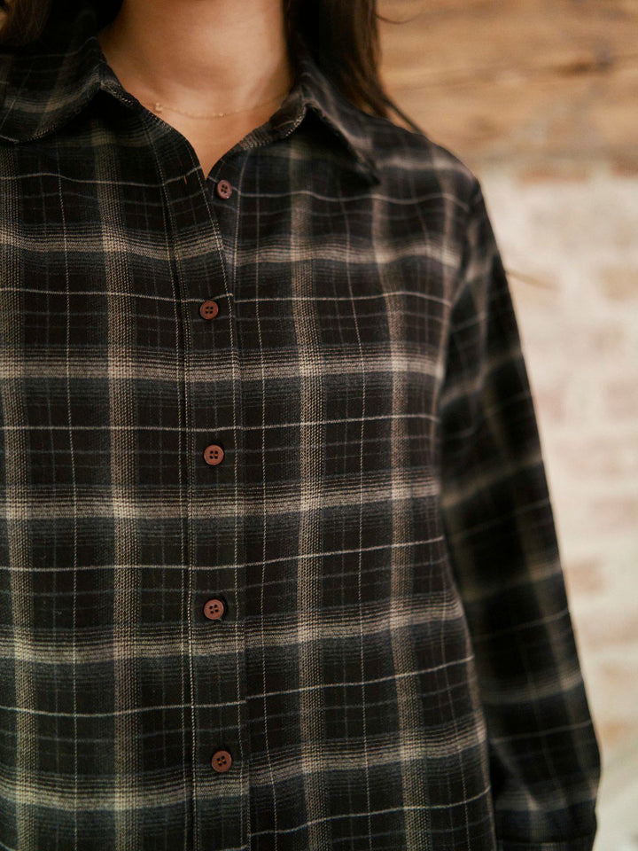 Jaylin Flannel Check Shirt Dark Brown