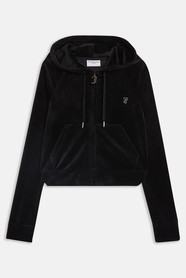 Juicy Arch Zip Thru Diamante Hoodie  Jet Black