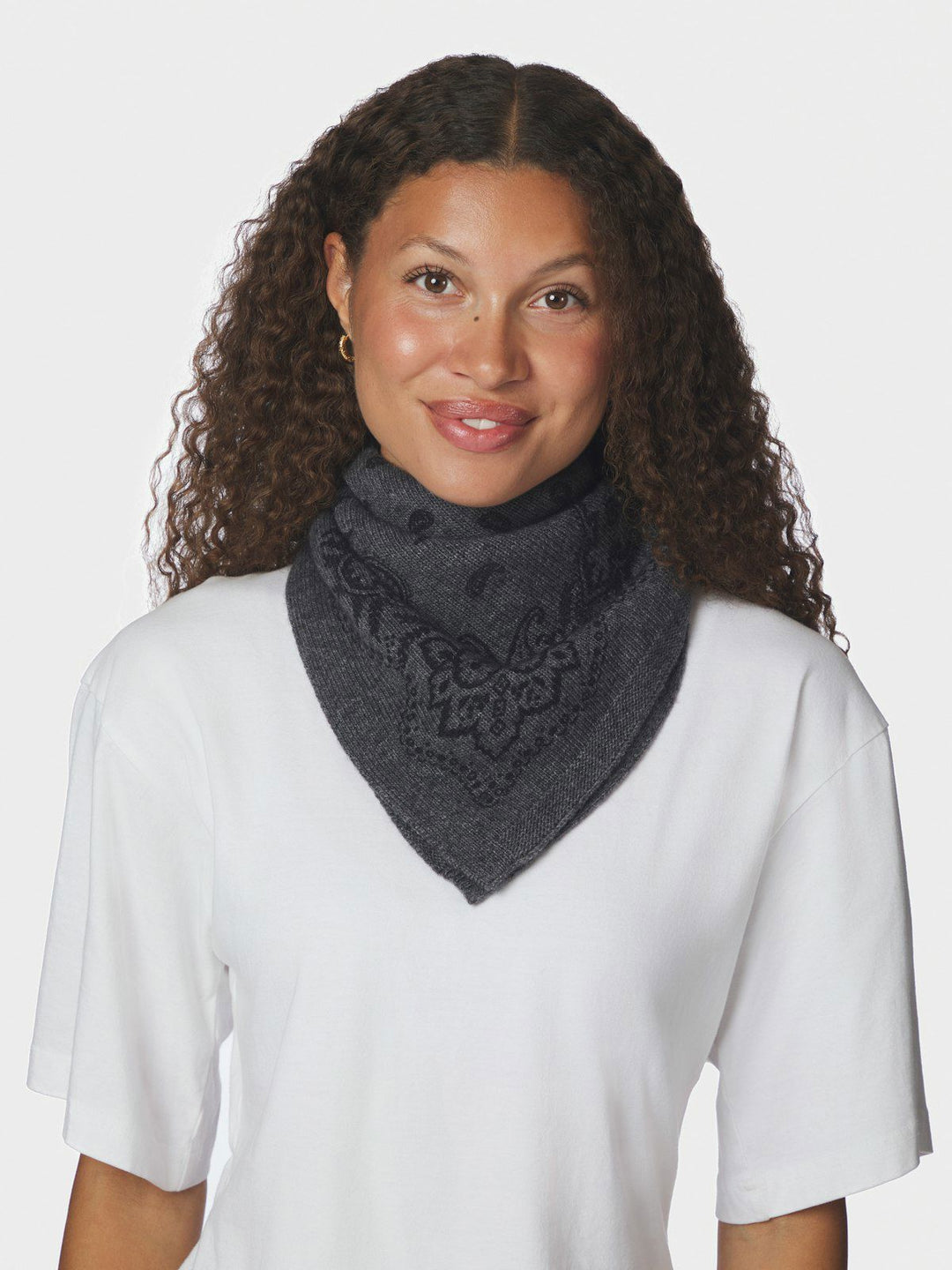 Adelina Paisley Knit Scarf Antracit Melange