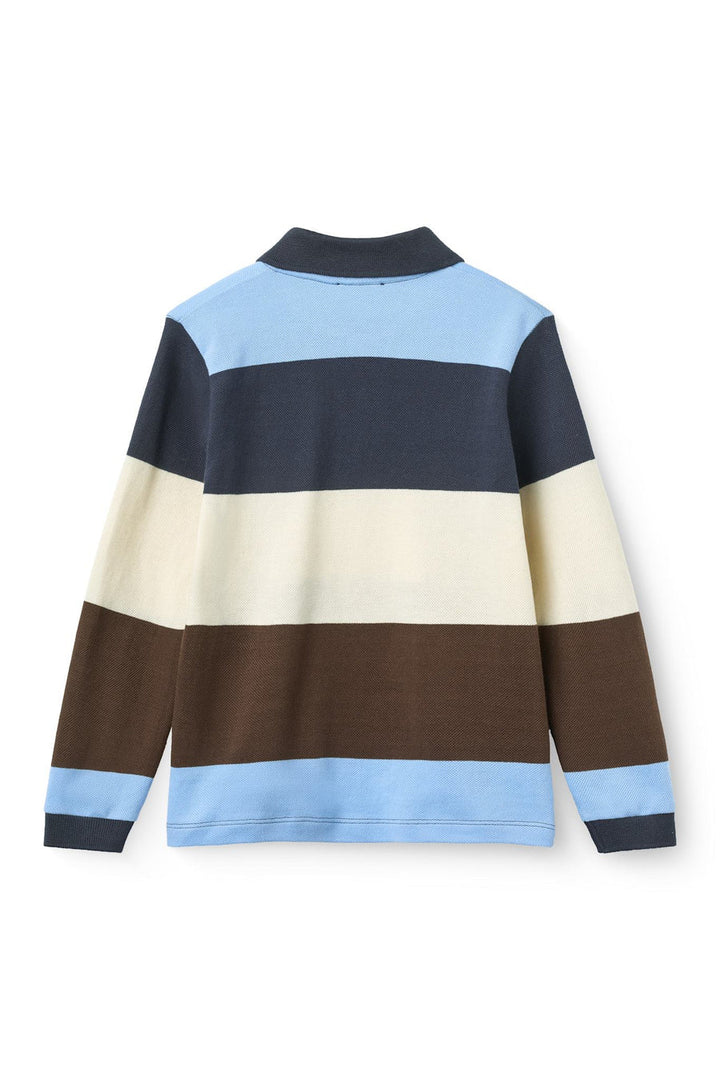 STRIPED PIQUE POLO W. LS  Brown