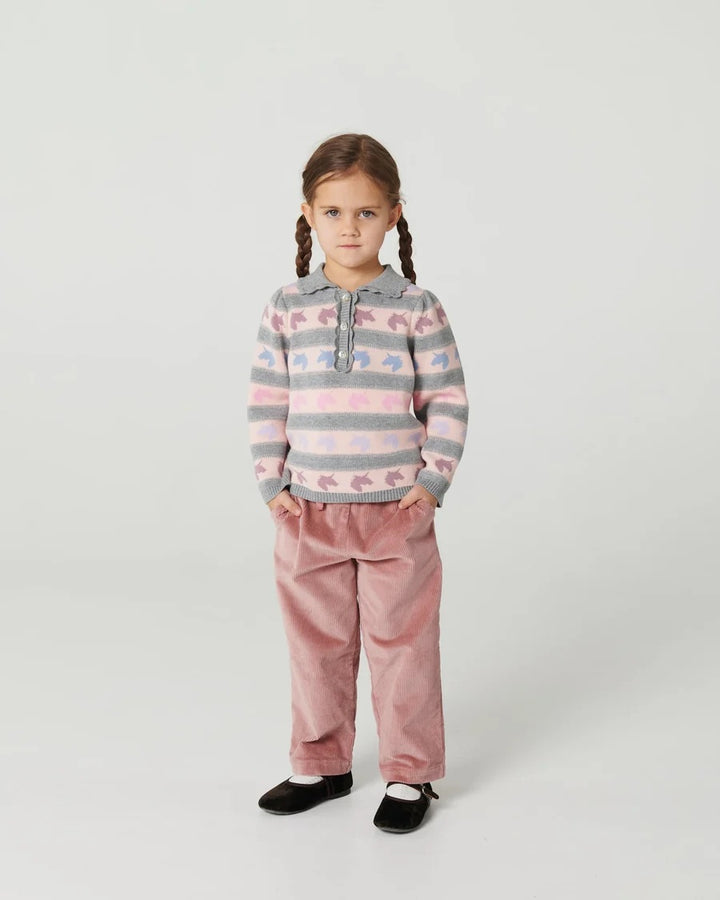 CORDUROY PANT W. ADJ. WAIST  Winter Rose