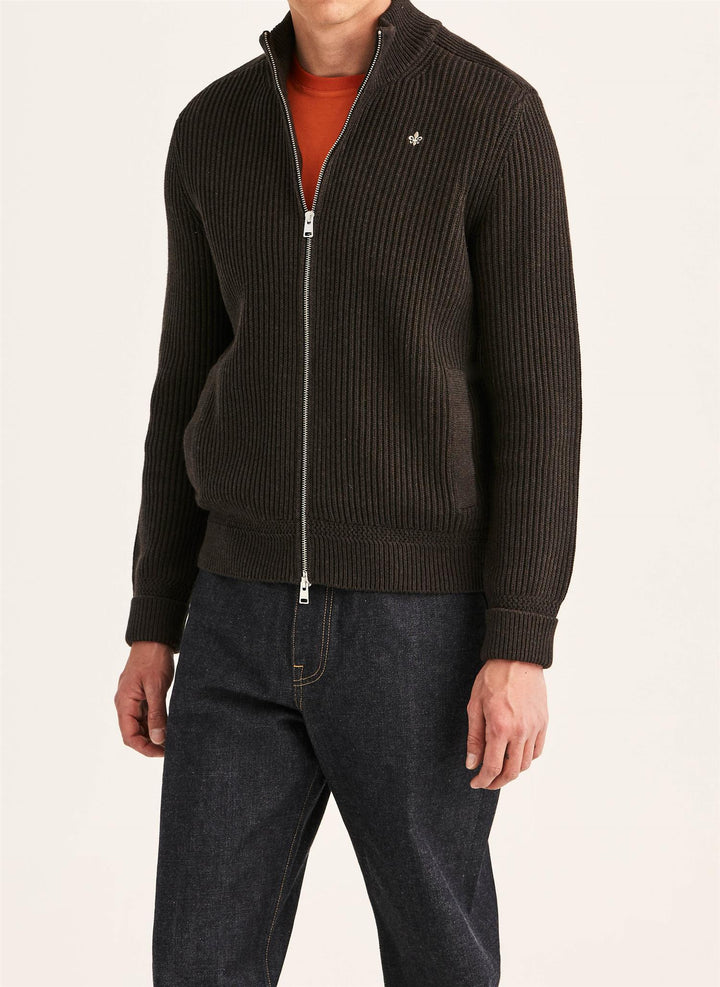Duncan Zip Cardigan  Brown