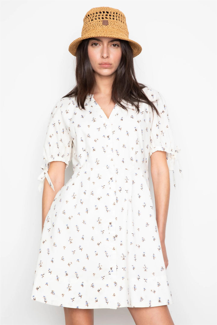 Lia Dress  White Anemone Print