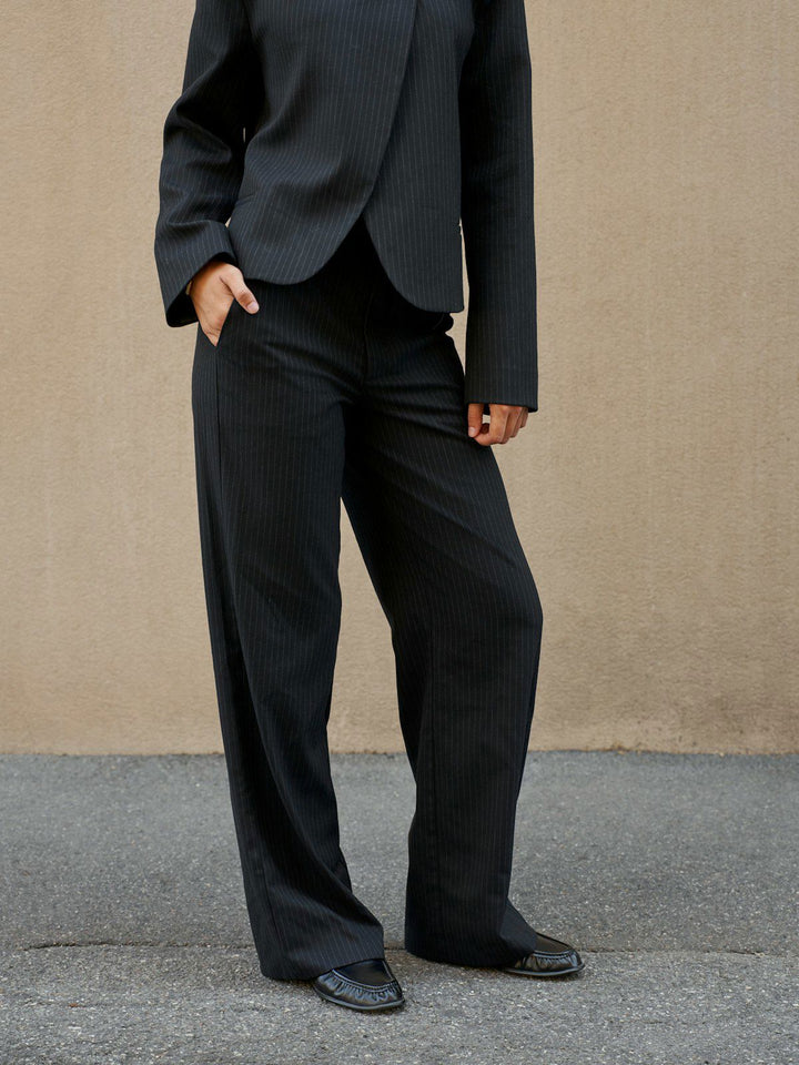 Nathalie Slim Pinstripe Pants  Dark Navy