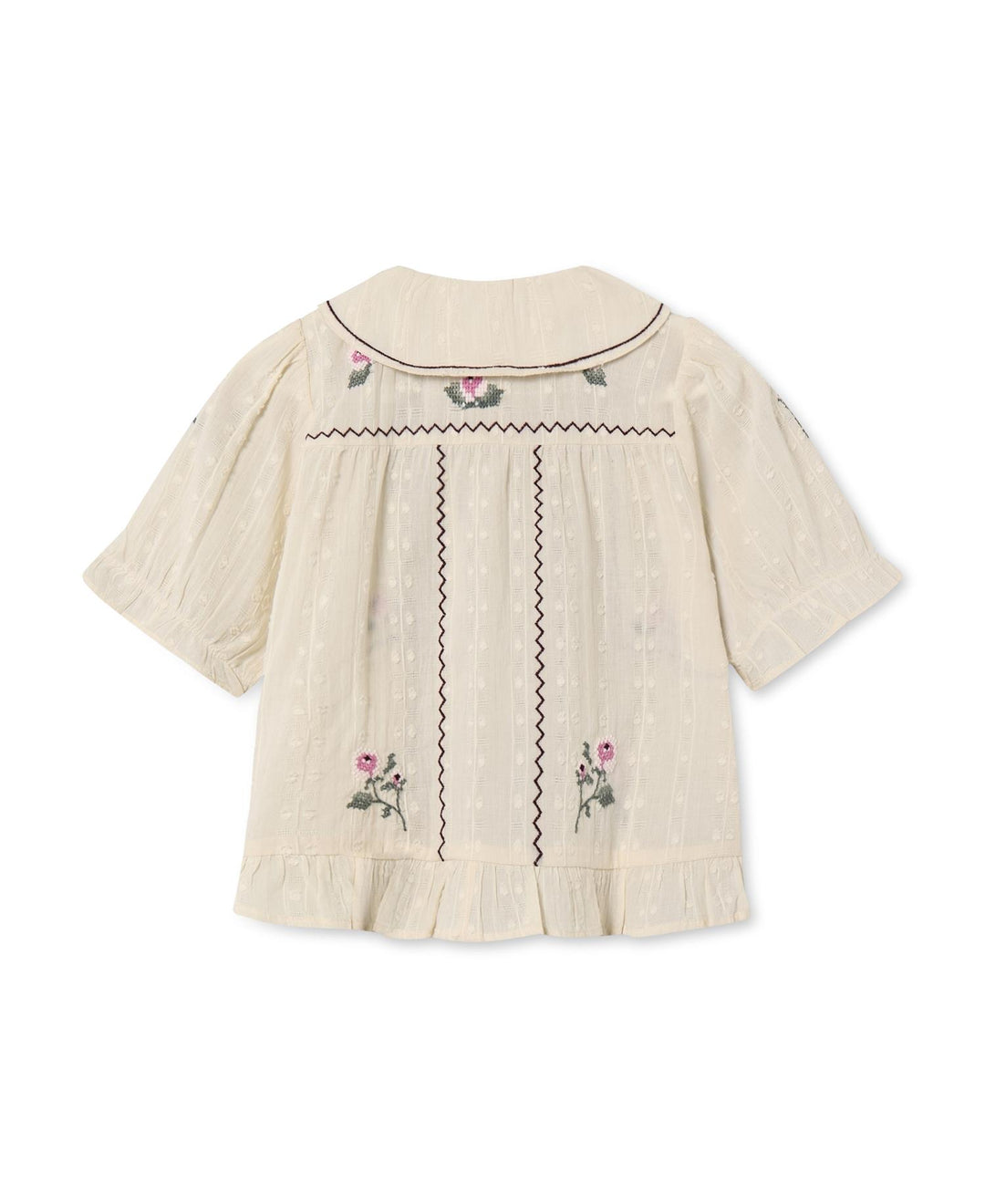 DOBBY SS ROSE EMBR BLOUSE  Sandshell