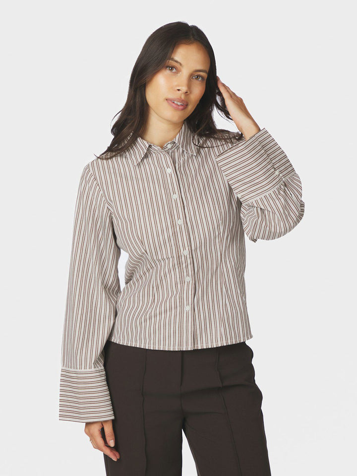 Rosa Double Mix Stripe Shirt Dusty Brown