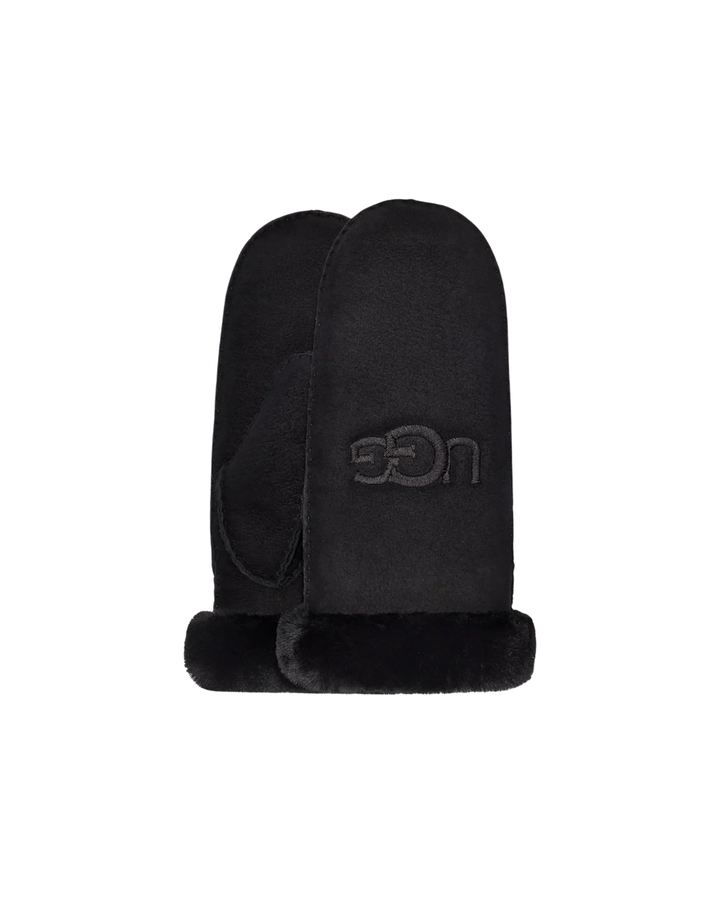 Sheepskin embroider mitt  Black