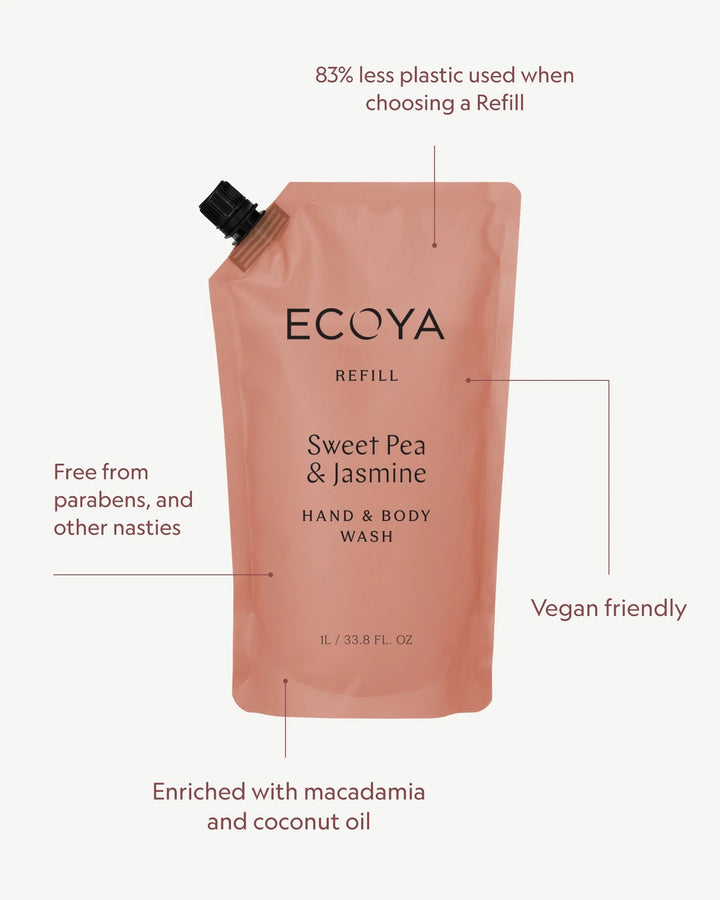 Refill Hand & Body Wash 1000ml  Sweet Pea & Jasmine