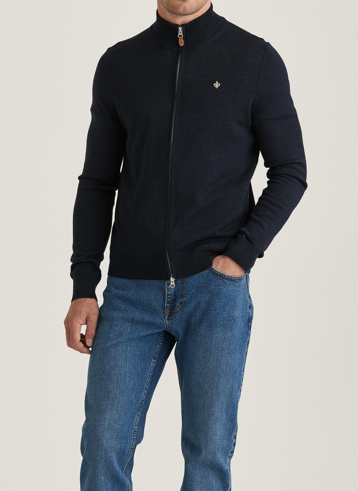 Merino Zip Cardigan  Navy