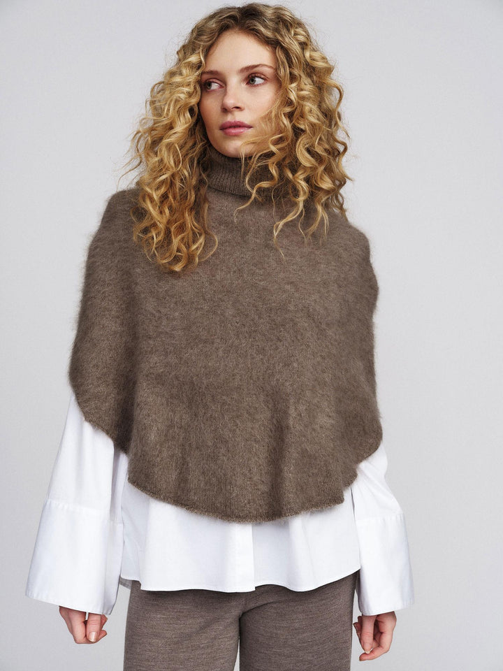 Maiken Brushed Poncho  Light Brown