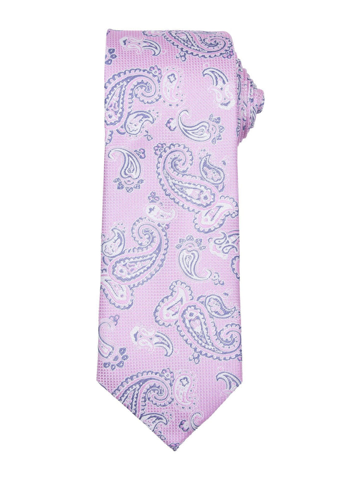 Santi silkeslips+lommetørkle mønstret sett navy  Rosa