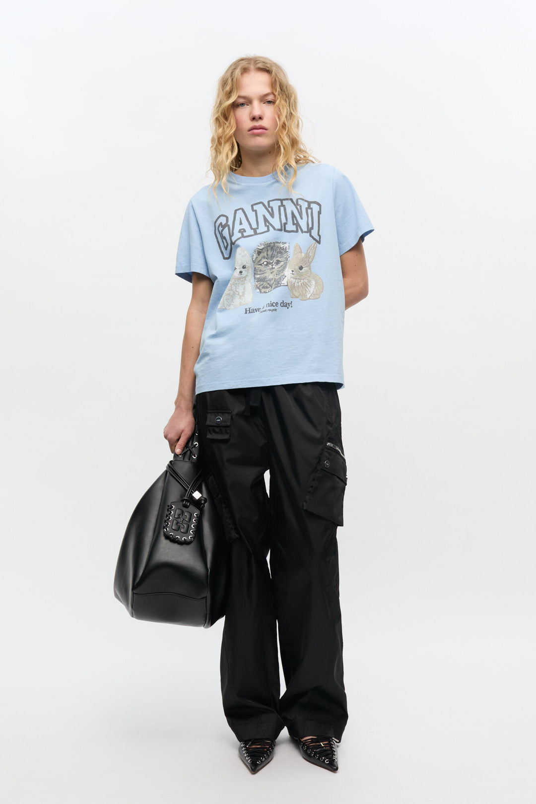Basic Cotton Jersey Animals Relaxed T-shirt  Chambray Blue