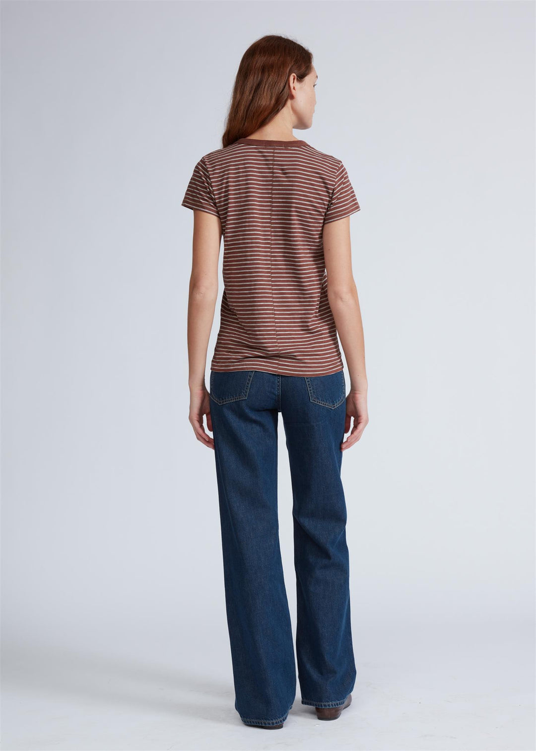 THE SLUB STRIPE TEE  Brown Multi