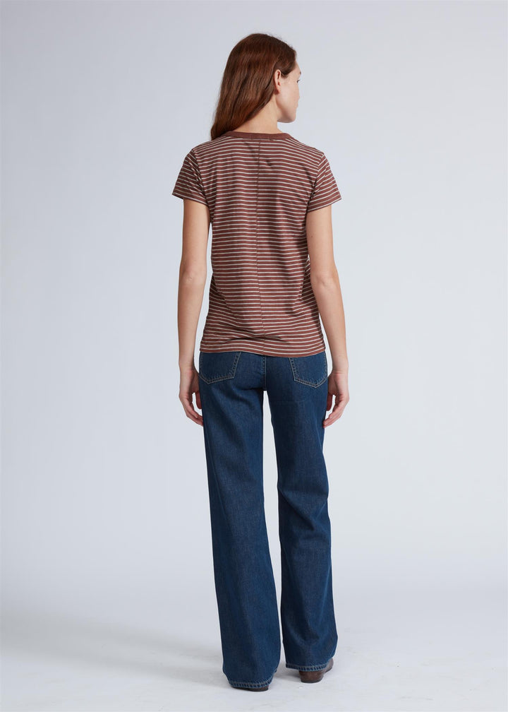 THE SLUB STRIPE TEE  Brown Multi