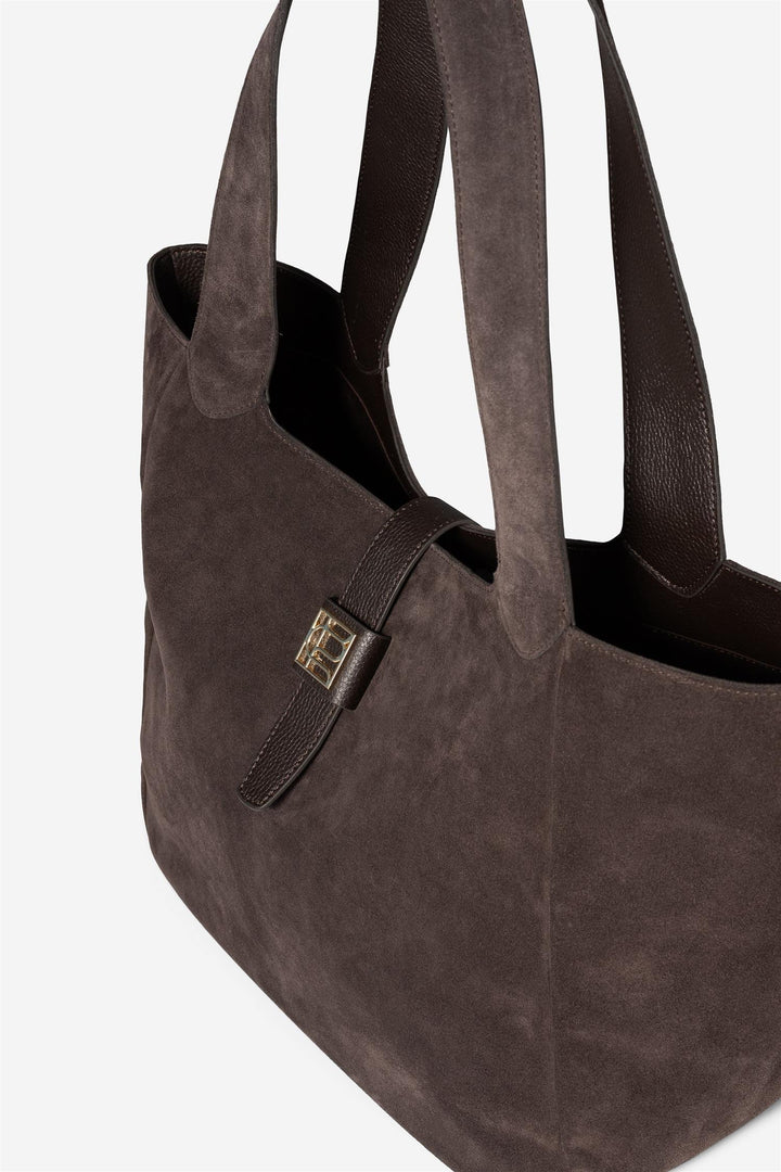 Lucille Tote Bag Smal  Dark Brown Suede