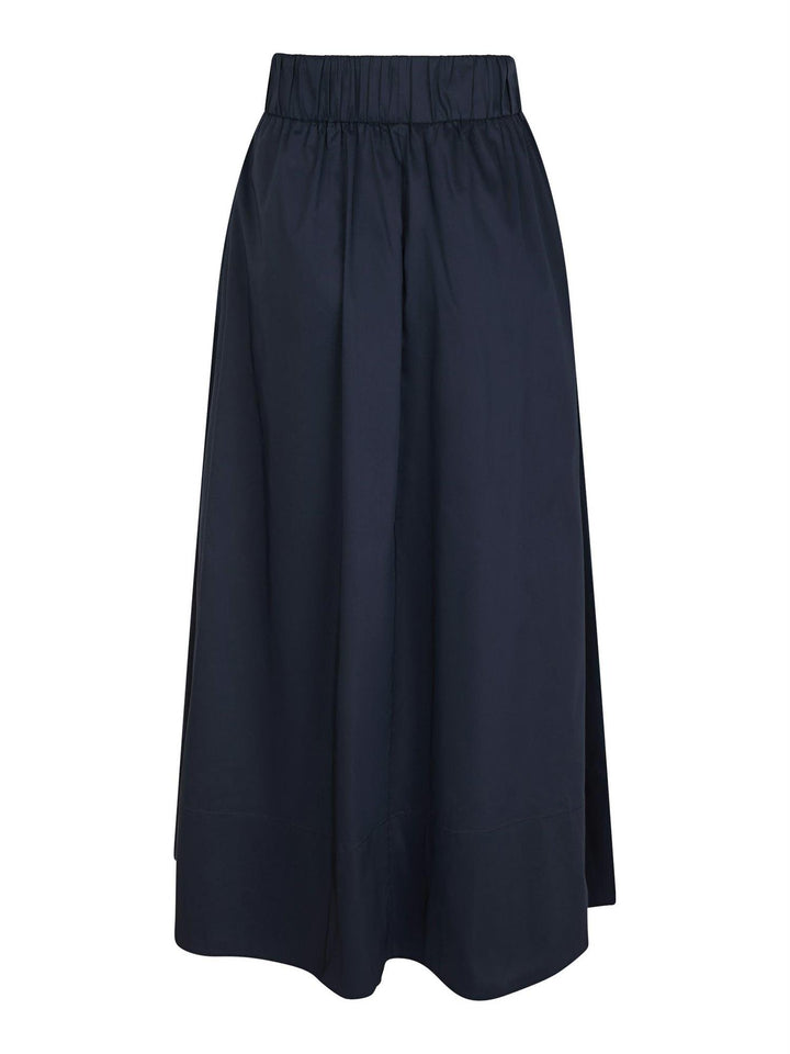 Yara Long Poplin Skirt  Navy