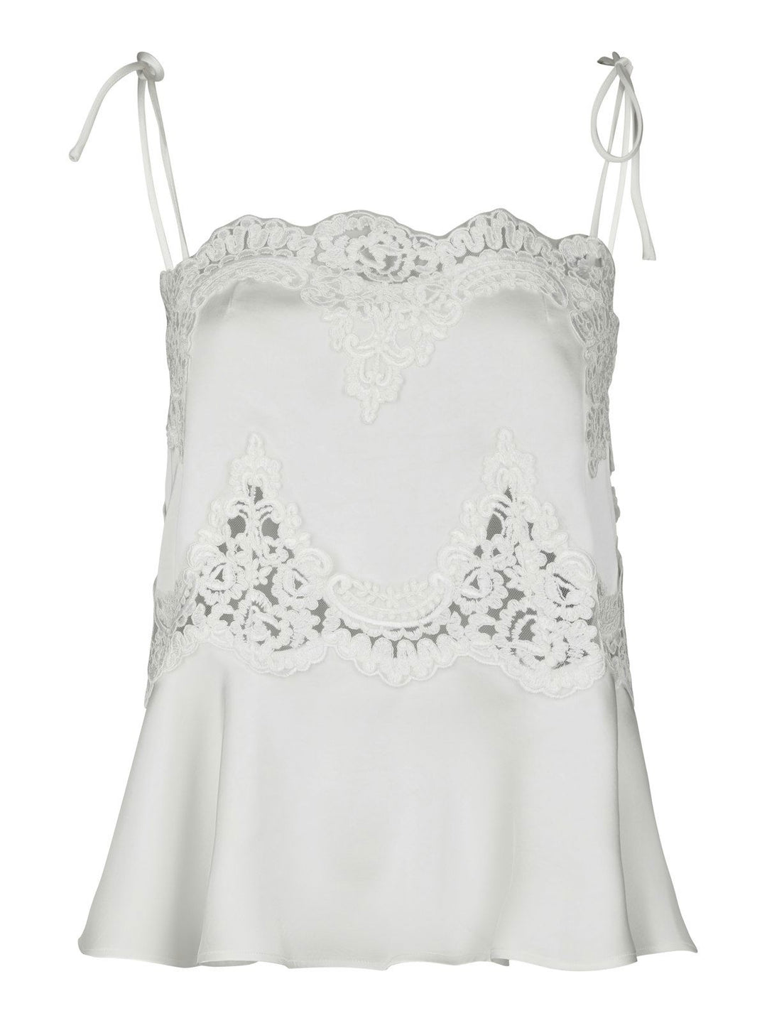 Kaela Heavy Sateen Lace Top  Pearl