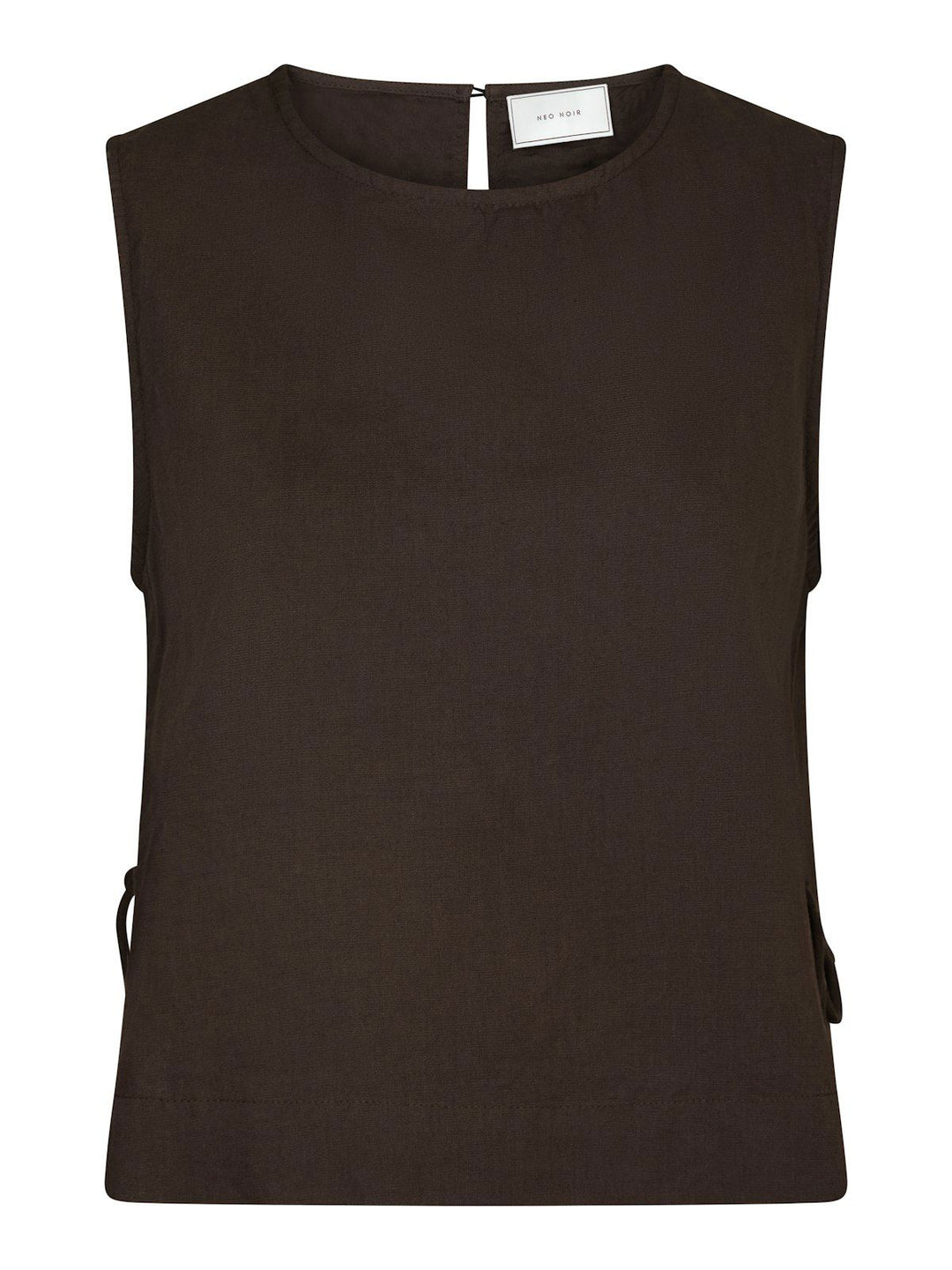Svetlana Linen Top  Dark Brown