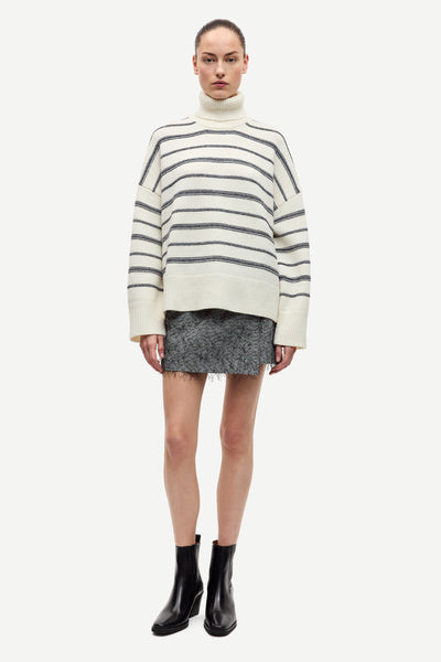 Sakeiku Stripe Turtleneck 11250  Clear Cream St.
