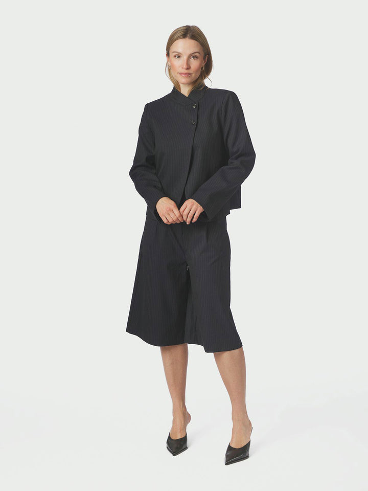 Tiria Slim Pinstripe Blazer  Dark Navy
