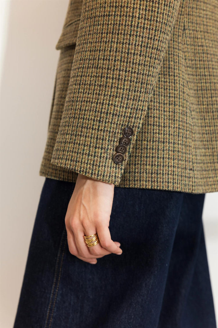 Brook Houndstooth Blazer  Green Houndstooth