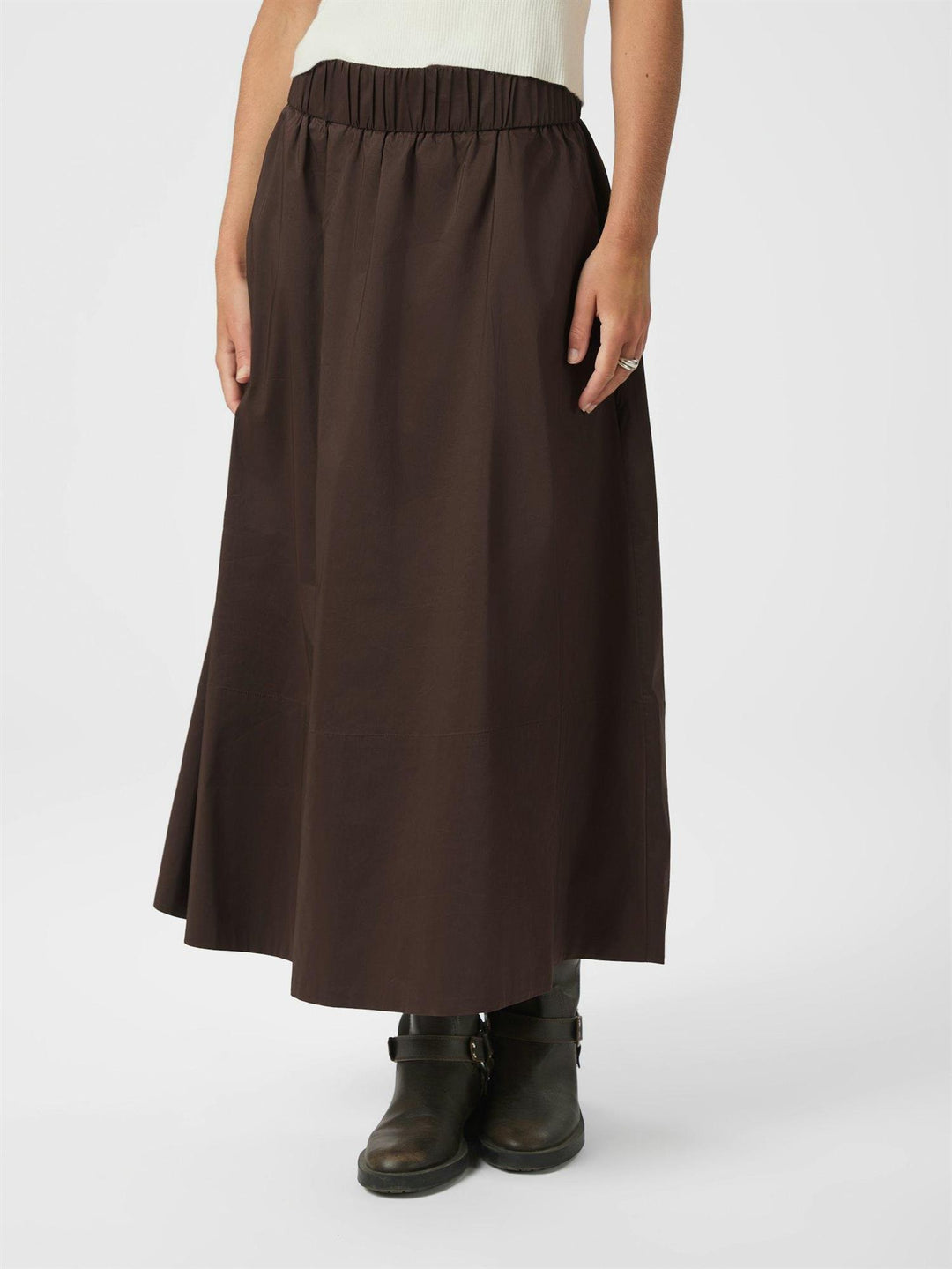 YARA POPLIN SKIRT  Chocolate Brown