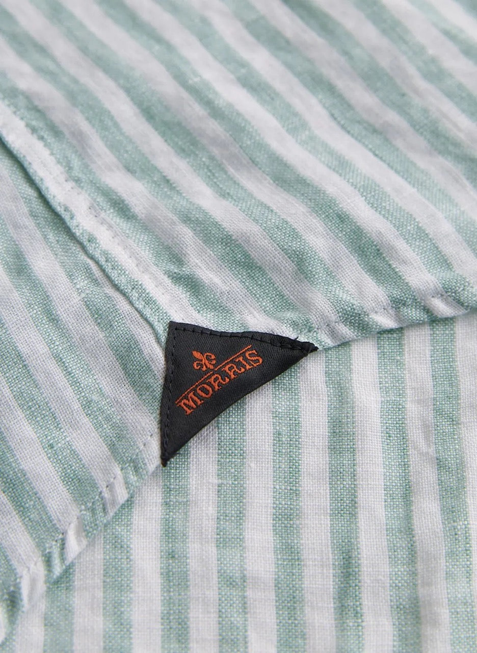 Douglas Linen Stripe Shirt-Classic Fit  Green
