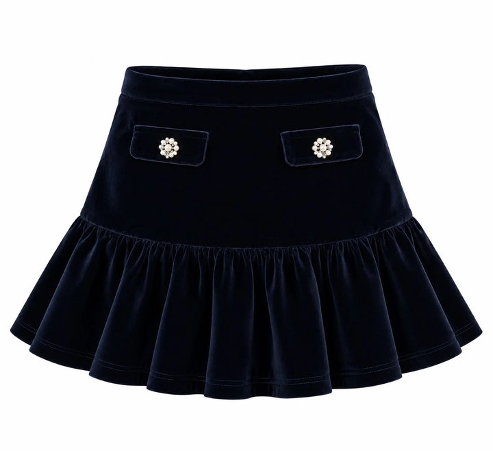 Emilia velvet skjørt Dark Navy