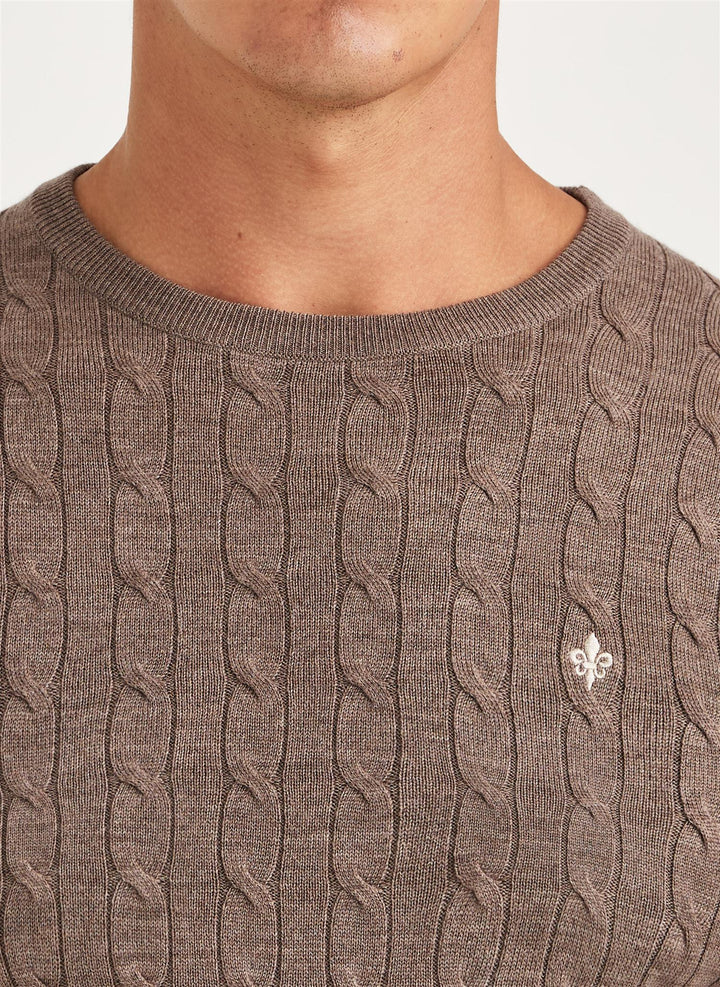 MERINO CABLE ONECK  Brown