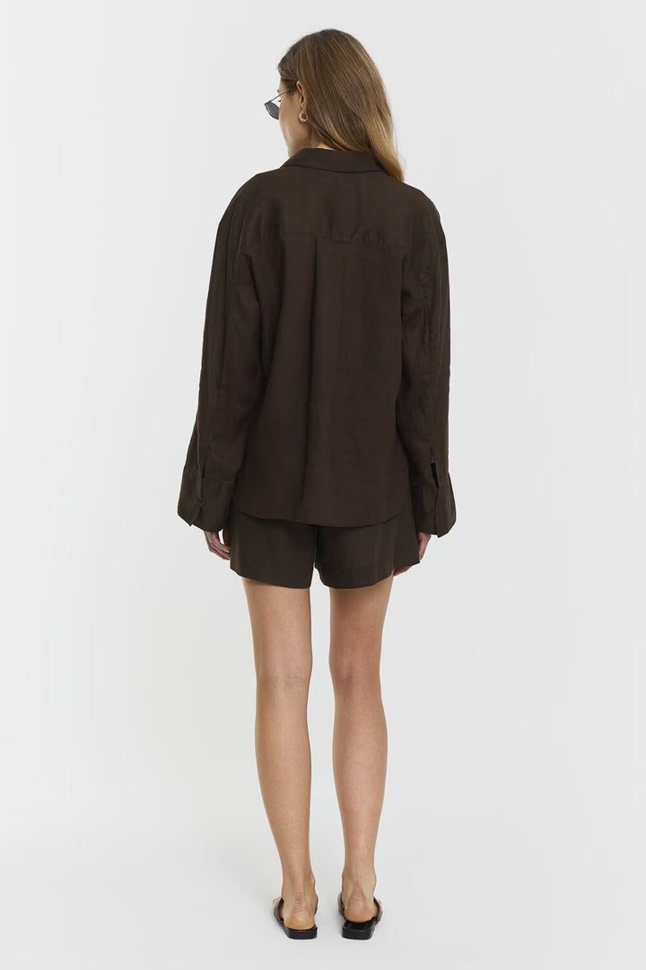 Melody Linen Shorts  Coffee
