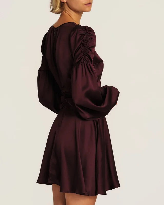 Satin Mini Dress  Burgundy