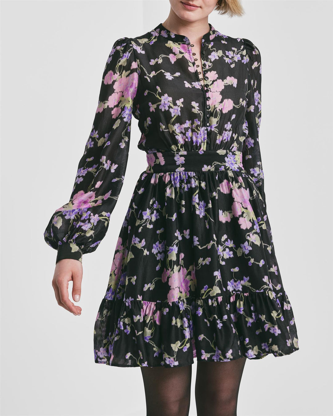 Striped Organza Flounce Dress  Midnight Viola