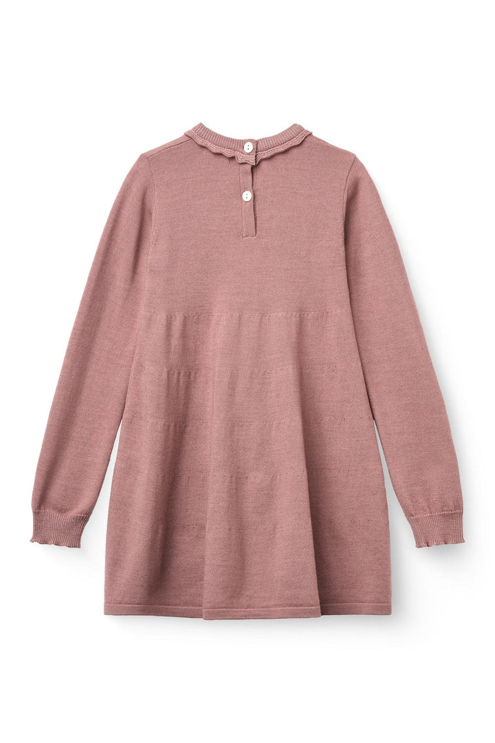 CLASSIC MERINO DRESS W. DECO NECK  Winter Rose